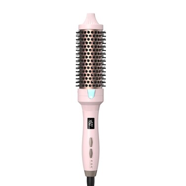 K&amp;K 1 1/2 Inch Ceramic Tourmaline Ionic Heated Round Brush Curling Brush Creates Blowout Look -Creates Root Volume &amp; Loose Curls Volume Curls Dual Voltage Hair Styling Tool (Pale Pink, 1.5 Inch)