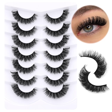 False Eyelashes Natural Look Eye Lashes Short Wispy False Eyelashes 10mm 3D Fluffy Fake Lashes Pack 10 Pairs Strip Volume by Geeneiya - Brown Mixed Black