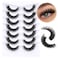 False Eyelashes Natural Look Eye Lashes Short Wispy False Eyelashes 10mm 3D Fluffy Fake Lashes Pack 10 Pairs Strip Volume by Geeneiya - Brown Mixed Black