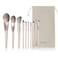 Solone Exquisite Makeup Brush Set (10pcs) - Peach Pink Synthetic Wood Handles - Powder, Contour, Blush, Eyeshadow, Blending, Pencil, Detail, and Accent Dual-Ended Brushes; Vegan &amp; Cruelty Free