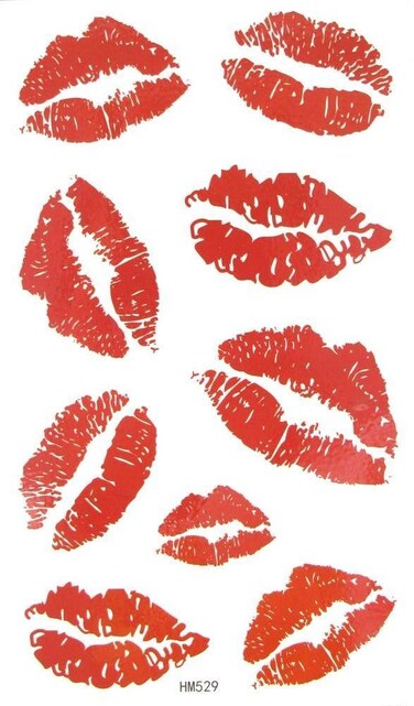 MapofBeauty Bright Watermelon Red Lip Prints Temporary Waterproof Tattoo Sticker(2 pcs/lot)