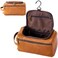 EURYNOME Leather Unisex Toiletry Bag Travel, Genuine Leather Shaving Dopp Kit - Leather Mens Toiletry Bag With Hook -Leather Makeup Cosmetic Organizer Kit - Men Travel Toiletries Bag Groomsmen Gift