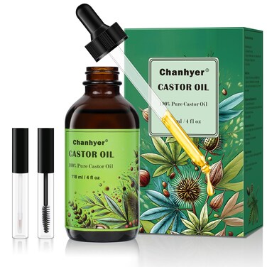 Castor Oil Natural Cold-Pressed,100% Pure,Moisturizing for Skin, Hair Care, Hexane Free,Eyelash Growth Serum, Perfect for Massage(4 fl oz/ 118 ml)