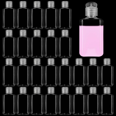 CYEAH 120 PCS 2 Oz Empty Hand Sanitizer Bottles, Clear Refillable Flip-Top Bottles, Plastic Travel Size Bottles with Flip Cap, Refillable Hand Sanitizer Holder for Travel, Business Trip and Camping