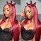 18 Inch 13x4 Lace Front Wigs Human Hair Colored Burgundy Lace Front Wigs Human Hair Straight Wigs for Women Glueless 180% Density Red Straight Lace Front Wigs Human Hair Pre Plucked 99j Wigs