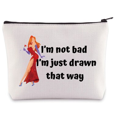 WZMPA Jessica Rabbit Cosmetic Bag Jessica Inspired Gift I'm Not Bad I'm Just Drawn That Way Jessica Makeup Zipper Pouch Bag Jessica Rabbit Merch (I'm Not Bad)