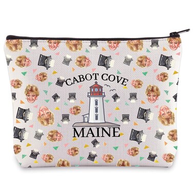 WZMPA Jessica Fletcher Cosmetic Bag Murder Mystery Fans Gift Cabot Cove Maine Jessica Fletcher Makeup Zipper Pouch Bag 80s Murder Show Merchandise (Cabot Cove Maine)