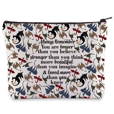 WZMPA Fourth Wing Dragon Cosmetic Bag Dragon Rider Fans Gift You Are Braver Stronger Smarter Than You Think Dragon Makeup Zipper Pouch Bag Fantasy Bookish Merch (Always-Fourth Wing)