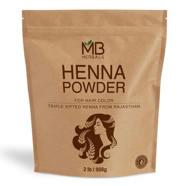 MB Herbals Henna Powder 2 LB   Two Pound Bulk Saver Pack   For Natural Hair Color   Triple Sifted   Raw   Non-Radiated   Henna From Rajasthan, India   Rajasthani Henna