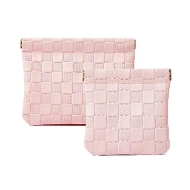 2 PCS Small Makeup Bag for Purse Waterproof Mini Cosmetic Bag for Coin Lipstick Jewelry Portable Mini Makeup Bag Set for Women Small Cosmetic Pouch Makeup Organizer Pink