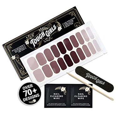 TOUGH GIRLS   20 Exquisite Gel Nail Polish Strips w/Application Accessories - No UV/LED Lamp Required (Sangria Ombre)