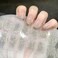 Shimmery Gel Nail Strips Silvery French Tip Clear Gel Nail Art Stickers 20 Extra-Long Glitter Gel Manicure Wraps No UV Light Need