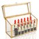 HighFree 24 Slots Lipstick Glass Organizer - Gold Vintage Transparent Lipstick Display Box - Dustproof Lipstick Holder with Lid &amp; Removable Dividersfor Lip, Gloss, Lipstick