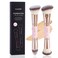 MAANGE Foundation Makeup Brushes, 2Pcs Premium Double-Ended Makeup Brush (Flat/Angled/Angled Round/Tapered Top) for Buffing Liquid, Cream, Powder, Blending Contour Face Brush(Pink/Gold)