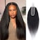 Kinky Straight Lace Closure 2x6 HD Lace Closure Human Hair Middle Part Deep Parting Transparent HD Lace Closure 2x6 Yaki Straight Hair Closure 100% Human Hair Natural Black Color 14 Inch