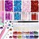 Teenitor Face Glitter with Face Gems Face Glue for Women, Face Pearls &amp; Body Glitter Set for Makeup, Hair Glitter Face Jewels with Wax Pencil, Red Glitter Sparkles Rhinestones for Face