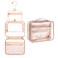 CUBETASTIC Clear Makeup Bag for Women, Transparent Cosmetic Organizer Case for Travelling, Hanging Toiletry Bag for Travel Essentials 3 Comparment Skincare Pouch with Potable Handle