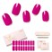 Semi Cured Gel Nail Strips - NAILOG 20 Pcs Gel Nail Stickers   Buy 2 Get 1 UV Light   Extra Long Nail Wraps with Glossy Gel Finishing Rose Red, Magen