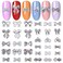 JERCLITY 33 Pieces Silver Alloy Bow Charms for Nails Bow Nail Charms Gems Bowknot Nail Studs Inlaid Pearl Clear Iridescent Rhinestone for Women Nail Art