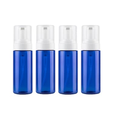 4 Pcs 100ml 3.4oz Plastic Foam Pump Bottle Foam Dispenser Mini Foaming Soap Pump Dispenser Travel Bottles for Shampoo Shower Hand Soap Foaming(Blue)