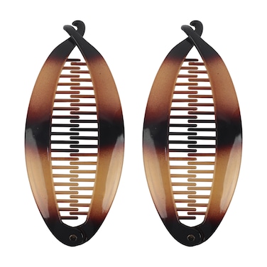 Set of Two Tortoise Shell 5 Inch Banana Clip Hair Clincher Rounded Edges Hair Comb