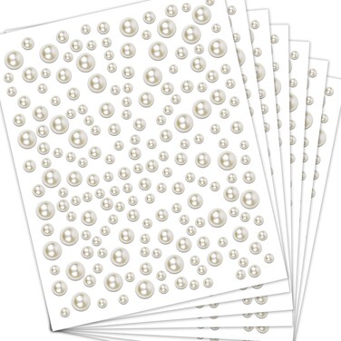 CREATRILL 1920 Pcs Flatback Pearls for Crafts, Face Hair Nail Pearls for Nail Art, Self Adhesive Gems Stickers, 3mm/4mm/5mm/6mm Mixed Size