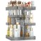 Rotating Makeup Organizer, Large Capacity Cosmetic Display Case, Acrylic Skincare Organizer with Makeup Brush, Makeup Storage Organizer for Dresser Countertop and Bathroom Vanity - Grey