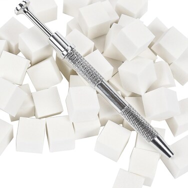 60Pcs 0.59'' Nail Sponges for Ombre, Disposable Nail Art Sponges With 1PCS Metal Grabbing Pen, Professional Manicure Nail Art Tools Accessories for Women Home and Salon Use