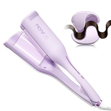 NOVUS Curling Iron Hair Crimper Waver - 1.4 Inch Anti-Scald Rovy Waves Curling Wand, Ionic Deep Waver Hair Curler Tool with Ceramic 2 Barrel for All Hair Types, Auto Shutdown Protection