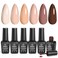 beetles Gel Polish Nail Set 6 Colors Skin Tones Collection Nude Brown Gel Nail Polish Pink Neutral Soak off Uv Led Lamp Needed Manicure Diy Home Gift for Girls