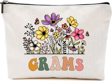 Grams Wildflowers Gifts For Mother's Day Makeup Bags - Grams Flower Gift Bags - Mom Birthday Gifts - Travel Cosmetic Bag For Birthday