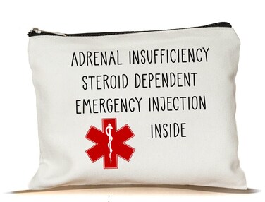 Yanashop88 Adrenal Insufficient Steroid Dependent Emergency Injection Inside Makeup Bag - Travel Makeup Bag with Emergency Injection Compartment - White Cosmetic Bag for Women-Adults