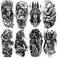 8 Sheets Waterproof Arm Leg Fake Temporary Tattoo Indian Skull Snake Egypt Anubis Flower Compass Prajna Greek Myth Soldier
