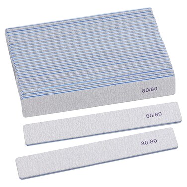 25 Count 80 Grit Rectangle Nail Files for Acrylic Nails, Reusable Buffering Files Double Sided Emery Boards for Nails