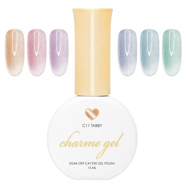 Daily Charme Pastel Velvet Cat Eye Magnetic Gel Nail Polish / (6 colors) w/ 4pcs Magnet Set, Soak Off UV Led Gel Nail Polish Set, Home DIY/Nail Salon Manicure (15 ml/Bottle)