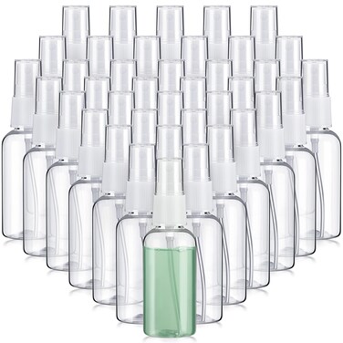 Uiifan 100 Pcs Mini Clear Spray Bottles 1 oz Small Empty Plastic Fine Mist Spray Bottles with Small Funnels for Essential Oils Travel Alcohol Perfumes