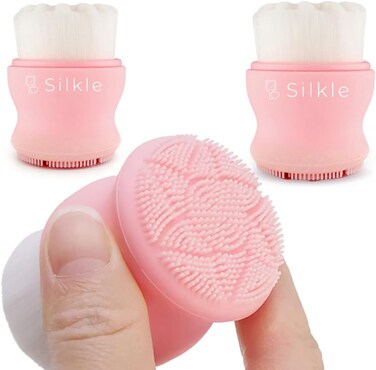 Silicone Face Scrubber - Versatile Skincare Essential for Gentle Facial Cleansing, Exfoliation and Scrub - Exfoliating Face Wash and Cleanser Brush for Your Skin - 2 Pack - Pink