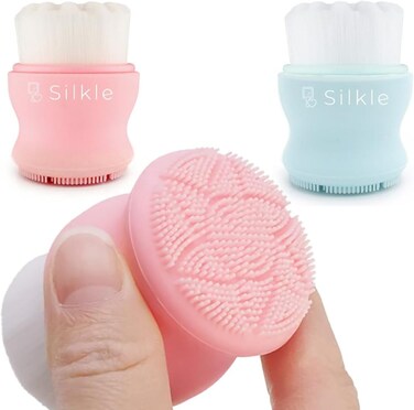 Silicone Face Scrubber - Versatile Skincare Essential for Gentle Facial Cleansing, Exfoliation and Scrub - Exfoliating Face Wash and Cleanser Brush for Your Skin - 2 Pack - Pink &amp; Blue