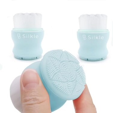 Silicone Face Scrubber - Versatile Skincare Essential for Gentle Facial Cleansing, Exfoliation and Scrub - Exfoliating Face Wash and Cleanser Brush for Your Skin - 2 Pack - Blue