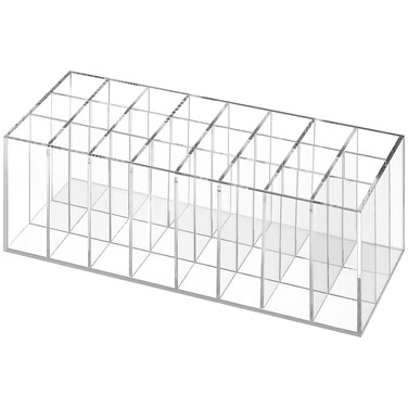 Balacoo Lipstick Display Rack: 24 Compartment Acrylic Gloss Organizer Lipstick Holder Clear Makeup Organizer Case for Lip Gloss Brushes