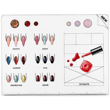 FOMIYES Nail Art Practice Mat, Silicone Acrylic Nail Mat Training Sheet, Flexible Roll Up Pad for Acrylic Fingernails, Nail Practice Supply Practice Mat for Acrylic Nails