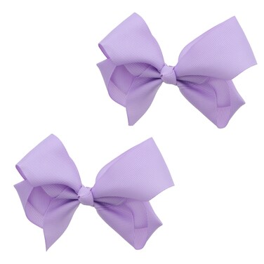 3 Inch Grosgrain Bow for Little Girls- Set of 2 (Lavender)