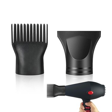 2 Pcs Universal Blow Dryer Comb Attachment Set Black Plastic Hair Concentrator Diffuser Nozzle Replacement Hair Dryer Attachments for Salon and Home Use Hair Dryer Nozzle