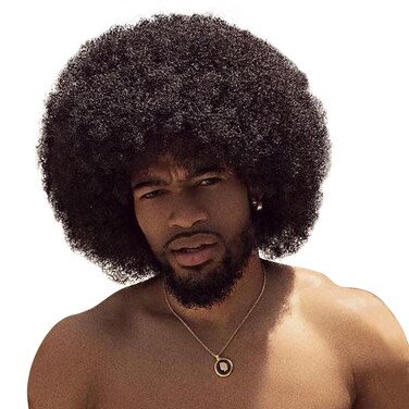 BECUS Afro Wig Men 70s 80s Black Hair Wig Fluffy Large Afro Wigs for Black Men Halloween Cosplay Disco Rocker Costume Wigs Fancy Funny for Party