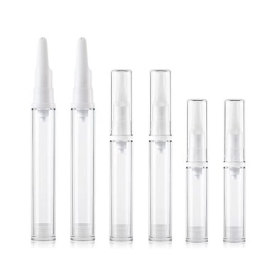 Qeuly 6 Pack Airless Pump Jars Travel Foundation Container, Travel Size Eye Cream Dispenser Empty Refillable Cosmetic Pump Bottles for Lotion Skincare Serum (5ml+10ml+15ml) (SN-15105)
