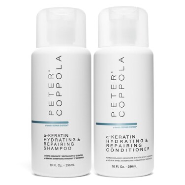Peter Coppola a-Keratin Hydrating &amp; Repairing Shampoo and Conditioner Duo - Strengthen and Repair Damaged Hair - Nourishes for Soft, Shiny Hair 10 oz