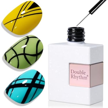 Double Rhythm 15 Ml Metallic Gel Liner Nail Art Gel Bronze Mirror Chrome Painted Drawing Stripper 3D Effect Gel Polish (Liner Art Gel-Black)