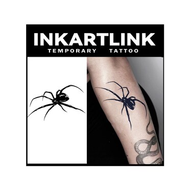 Tattoo Tech, 2 Sheets Medium Semi Permanent Tattoo, Adult Art Design Temporary Tattoos, Lasts 1-2 Weeks, Waterproof, Realistic Look, No Adhesive, No Reflection (Spider Design)