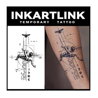 Tattoo Tech,2 Sheets Extra-Large Semi Permanent Tattoo, Adult Art Design Temporary Tattoos, Lasts 1-2 Weeks, Waterproof, Realistic look, No Adhesive, No reflection (Descending Angel Design?