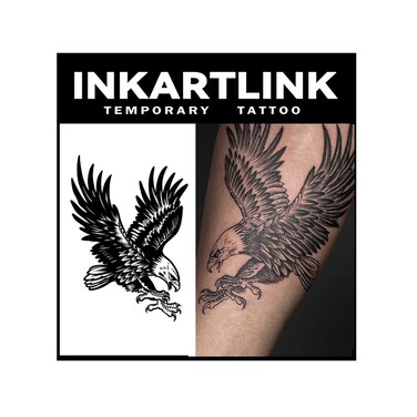 Tattoo Tech,2 Sheets Extra-Large Semi Permanent Tattoo,Adult Art Design Temporary Tattoos, Lasts 1-2 Weeks, Waterproof, Realistic look, No Adhesive, No reflection (Eagle Design?
